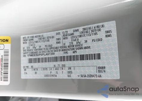 2023 Ford Bronco Badlands z USA, uszkodzony, nr VIN 1FMEE5DP0PLA97359